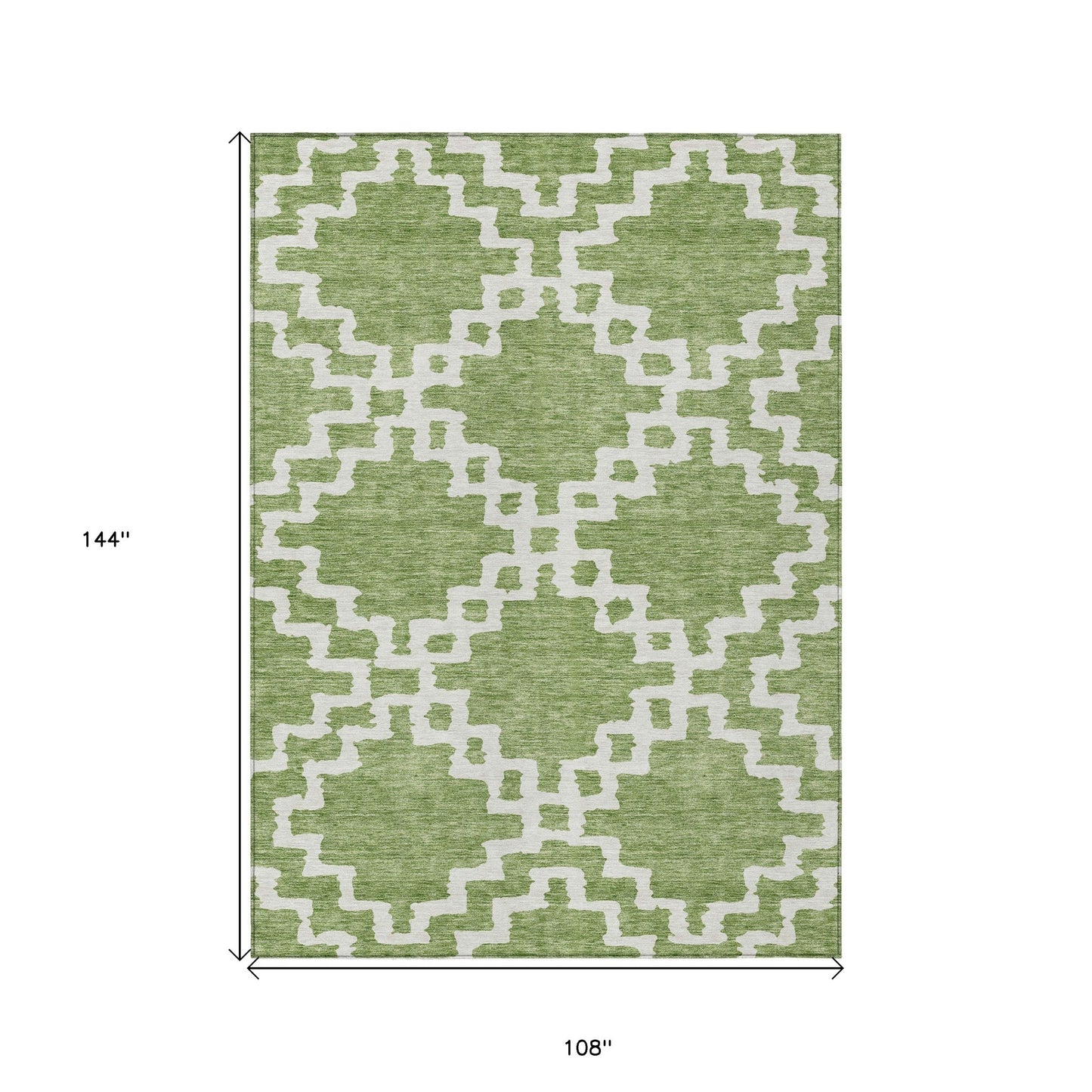 9' X 12' Artichoke Green And Ivory Geometric Washable Indoor Outdoor Area Rug-2