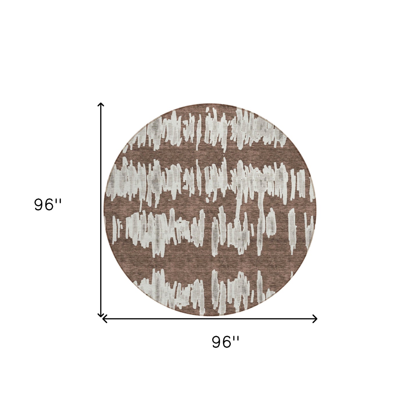 8' Brown Ivory And Gray Round Striped Washable Indoor Outdoor Area Rug-2