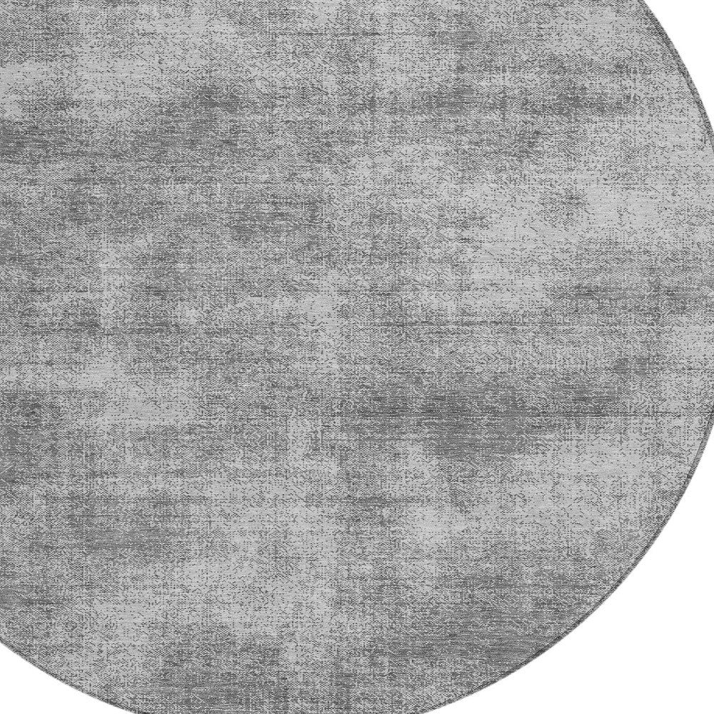 8' Gray Round Washable Indoor Outdoor Area Rug-3