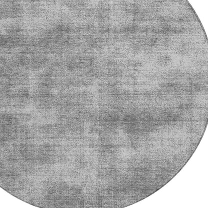 8' Gray Round Washable Indoor Outdoor Area Rug-3