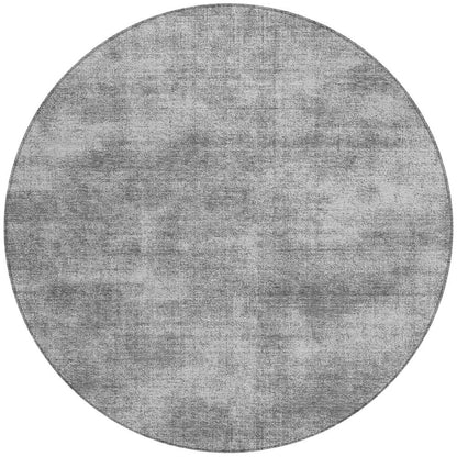 8' Gray Round Washable Indoor Outdoor Area Rug-4