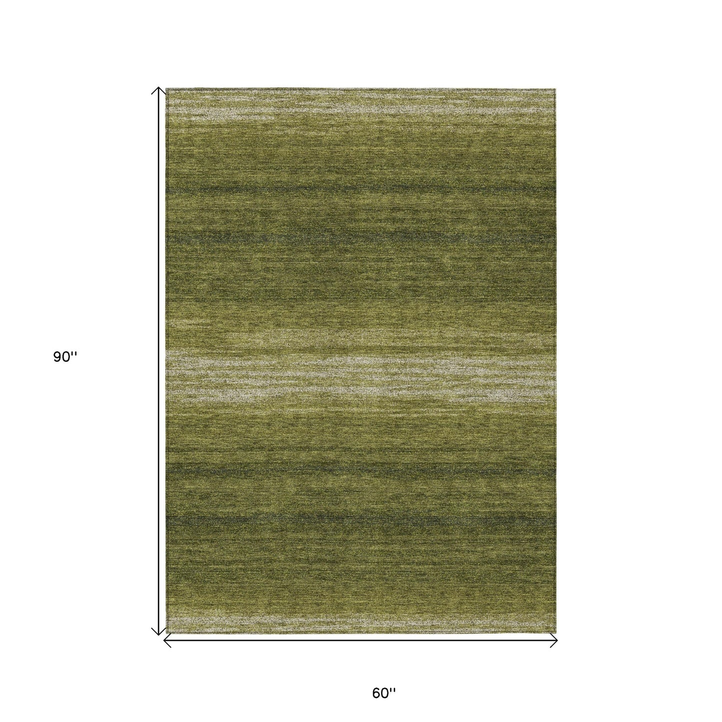5' X 8' Olive Green And Beige Abstract Washable Indoor Outdoor Area Rug-2