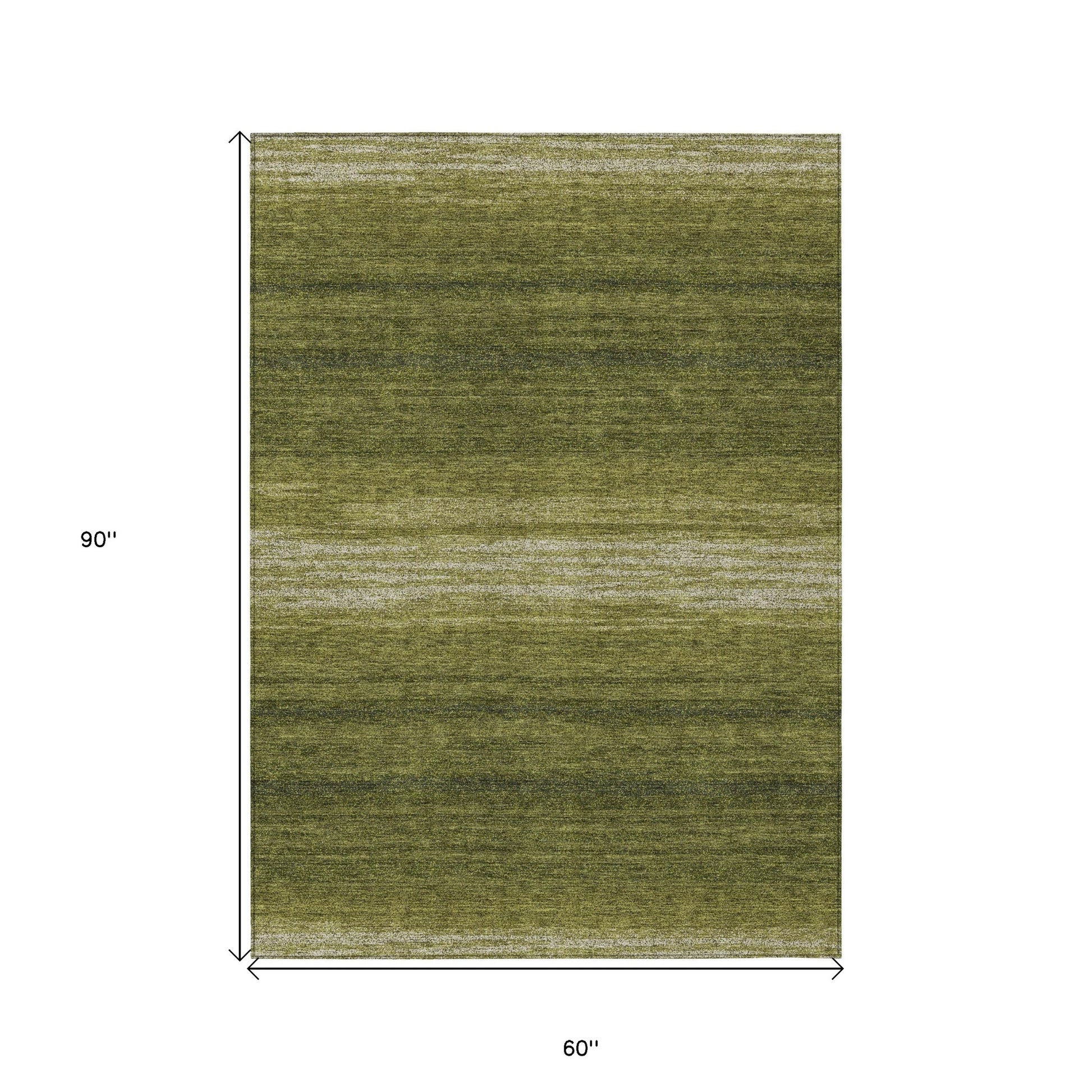5' X 8' Olive Green And Beige Abstract Washable Indoor Outdoor Area Rug-2