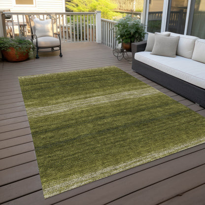 5' X 8' Olive Green And Beige Abstract Washable Indoor Outdoor Area Rug-6