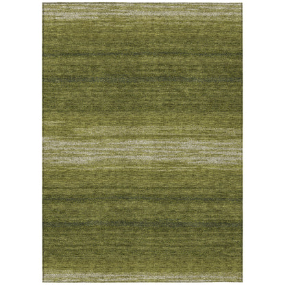 5' X 8' Olive Green And Beige Abstract Washable Indoor Outdoor Area Rug-1