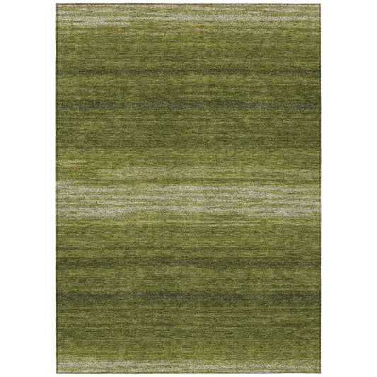 5' X 8' Olive Green And Beige Abstract Washable Indoor Outdoor Area Rug-1