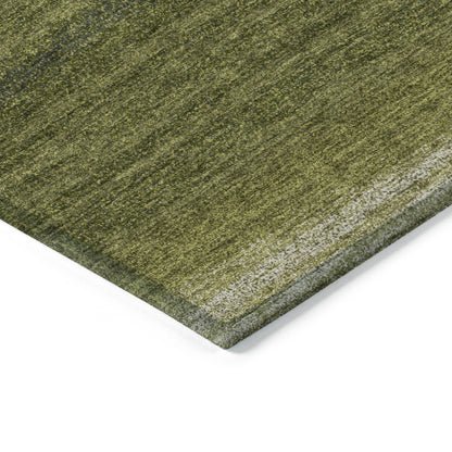 5' X 8' Olive Green And Beige Abstract Washable Indoor Outdoor Area Rug-4