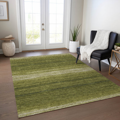 5' X 8' Olive Green And Beige Abstract Washable Indoor Outdoor Area Rug-7