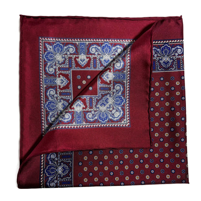 Burgundy Floral Silk Pocket Square-2