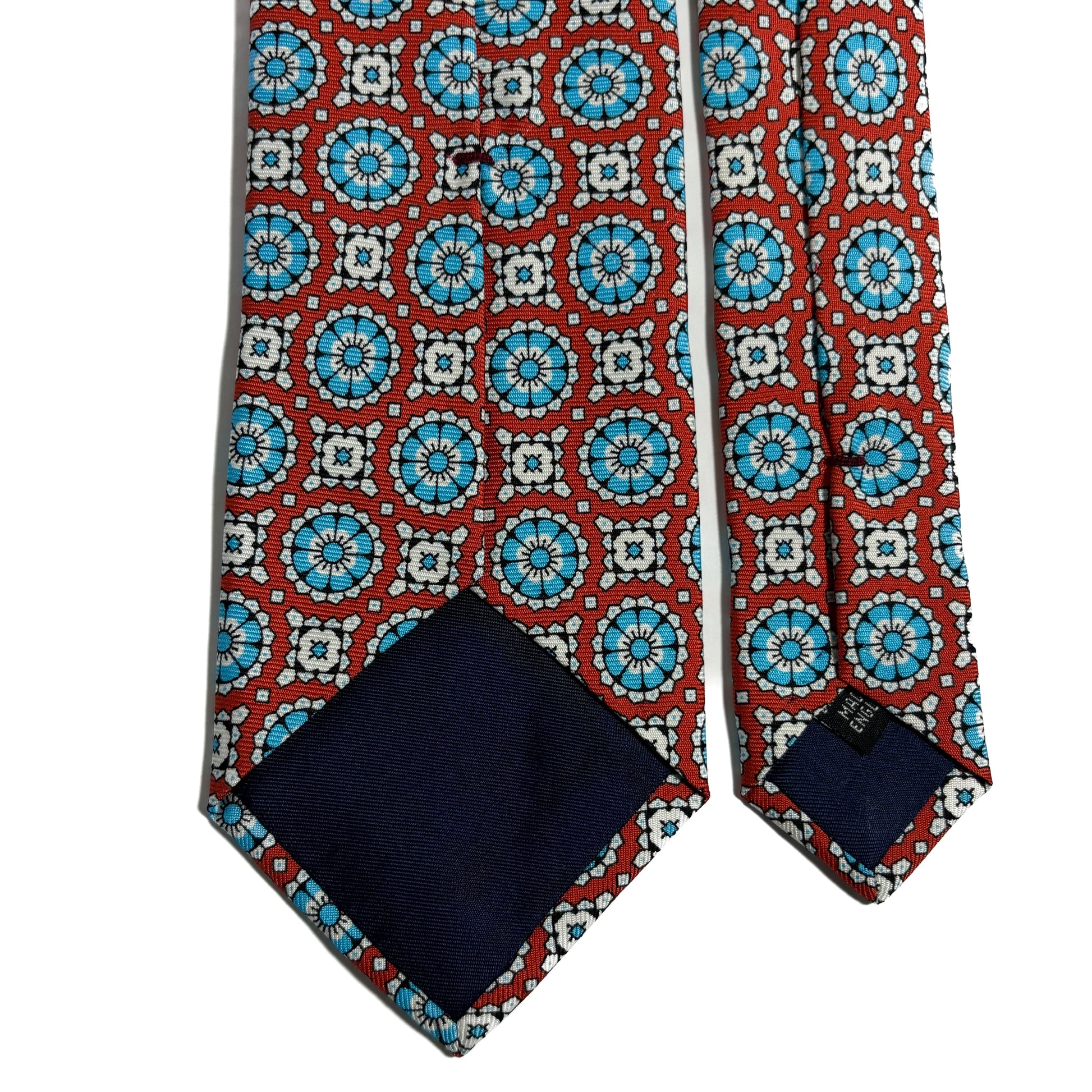 Scarlett Red & Blue Geometric Silk Tie-3