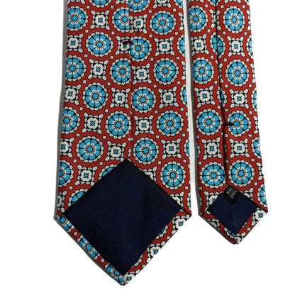Scarlett Red & Blue Geometric Silk Tie-3
