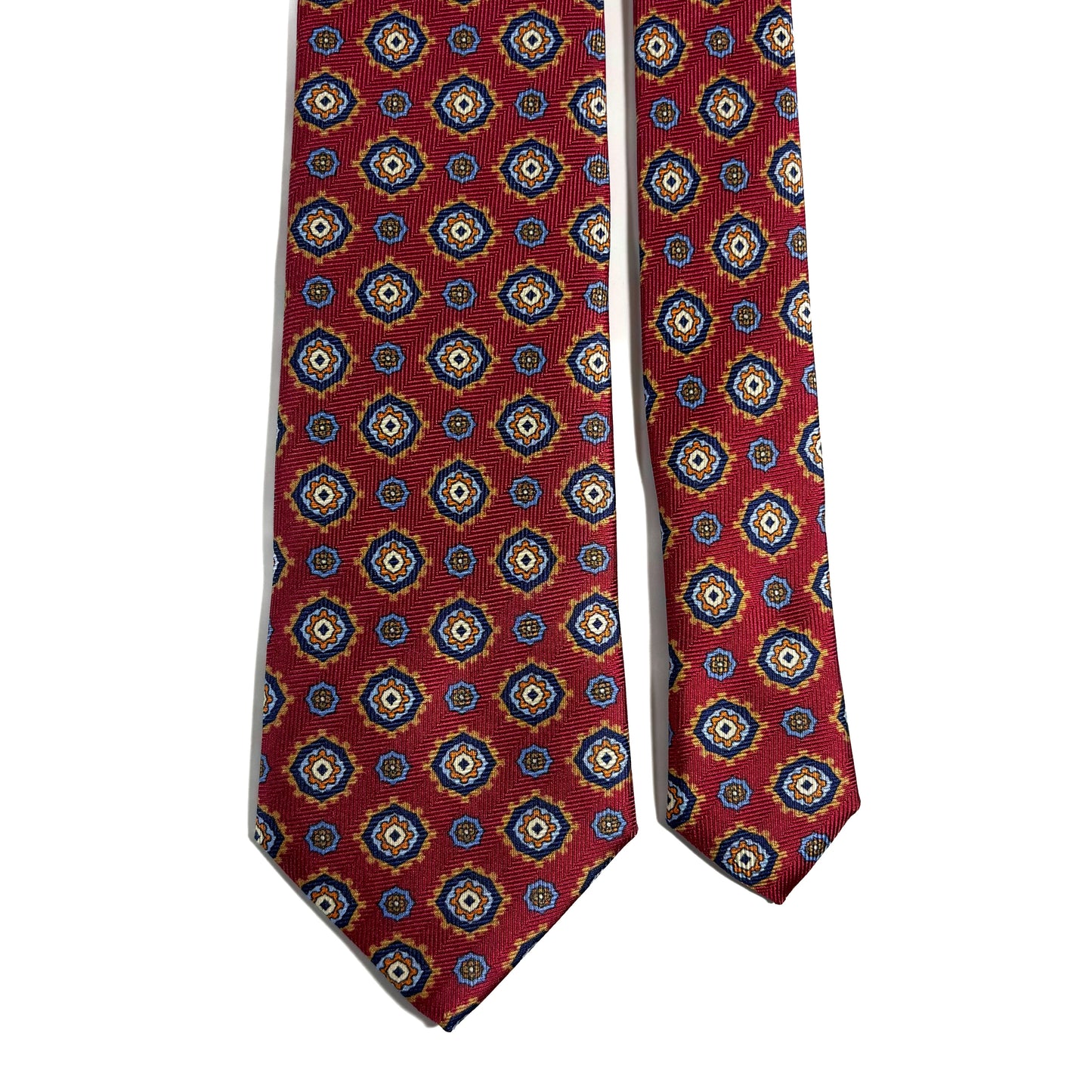 Burgundy Geometric Silk Tie (Handmade in Italy)-2