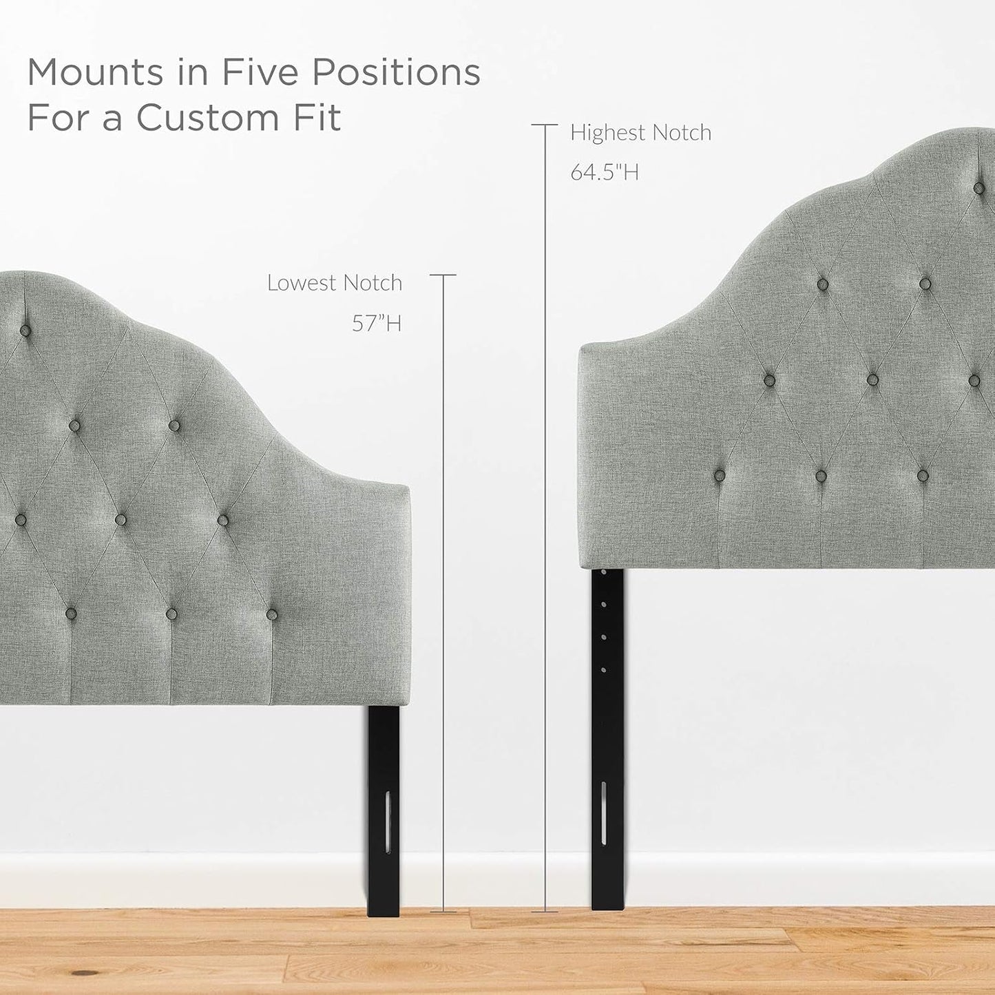 Tufted Linen Upholstered Queen Headboard with High Arch-3