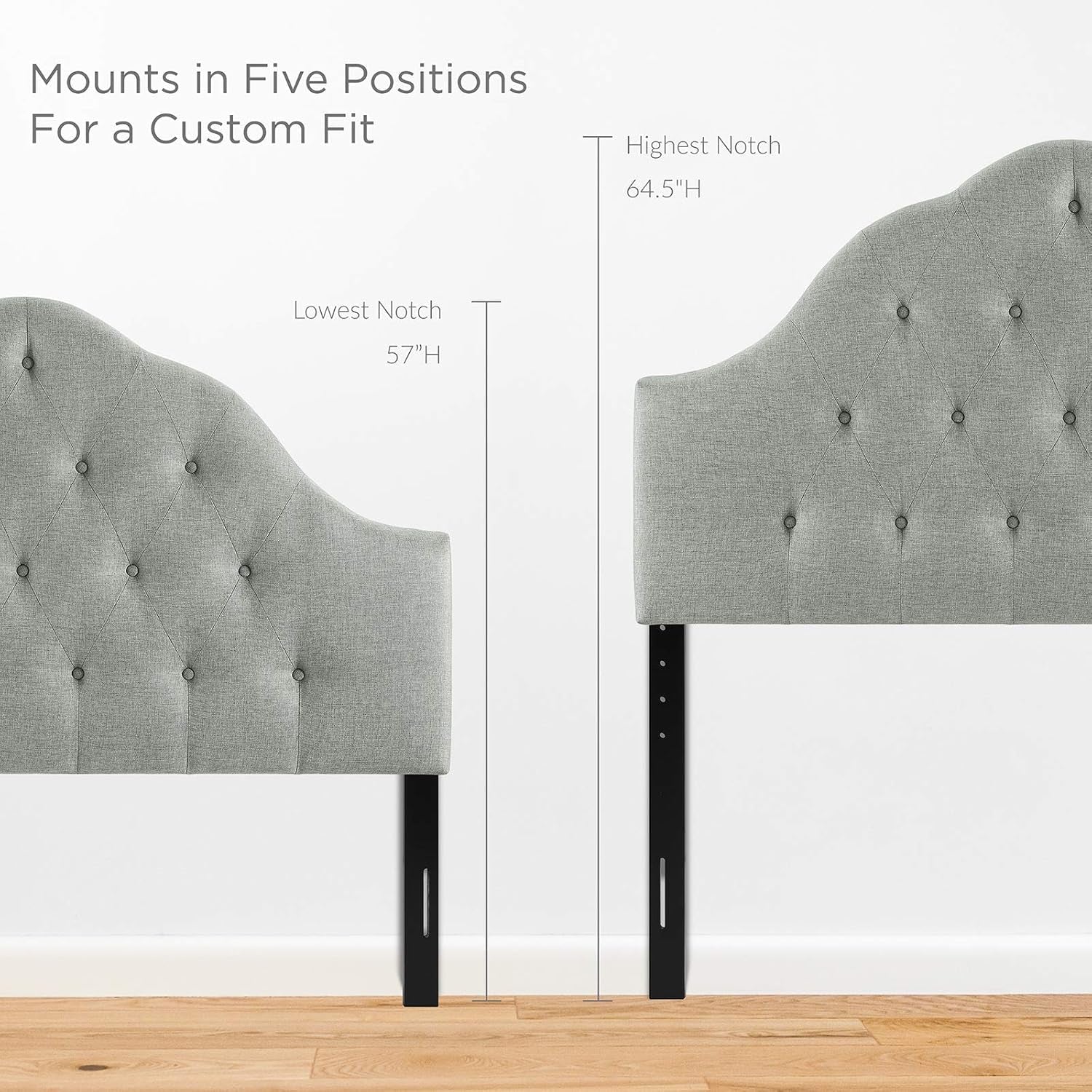 Tufted Linen Upholstered Queen Headboard with High Arch-3