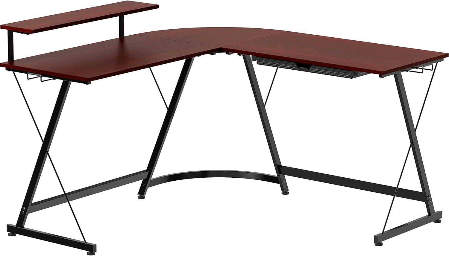Vista L-Shape Desk with Monitor Stand, Cherry-4