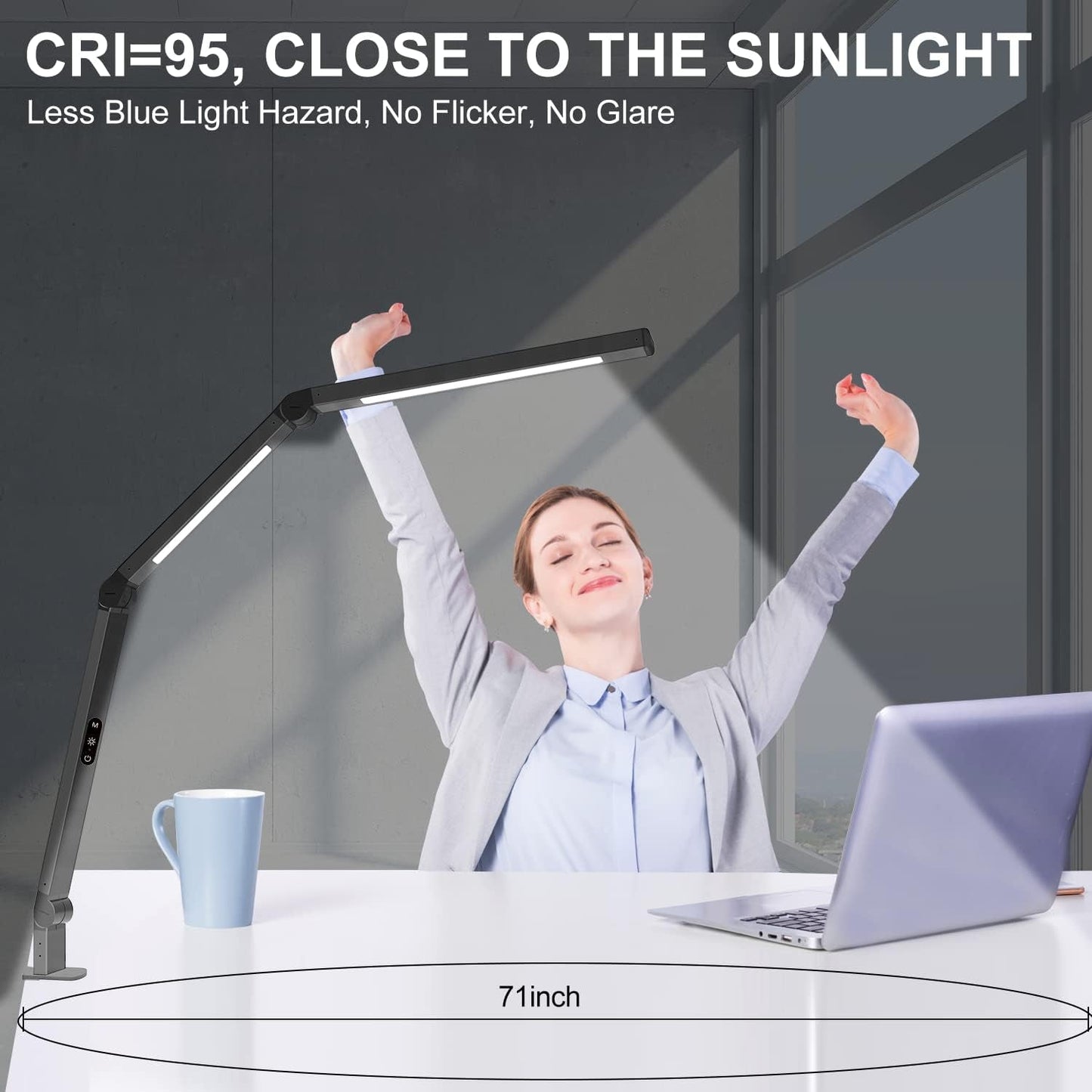 LED Desk Lamp with Clamp, Architect Desk Lamp with Dual Light and Adjustable Swing Arm, Clip-On Eye-Care 4 CCT Modes & 5 Brightness Levels Table Light Modern Computer Lighting for Home Office-1