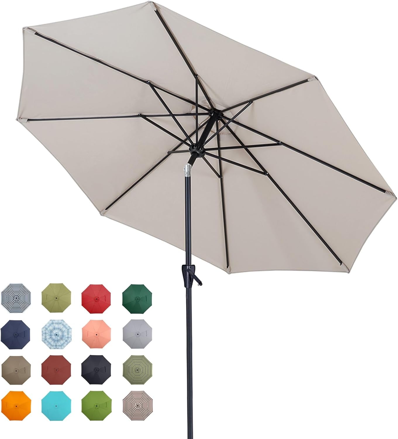 Patio Market Outdoor Table Umbrella with Push Button Tilt and Crank,Large Sun Umbrella with Sturdy Pole&Fade Resistant Canopy,Easy to Set-0