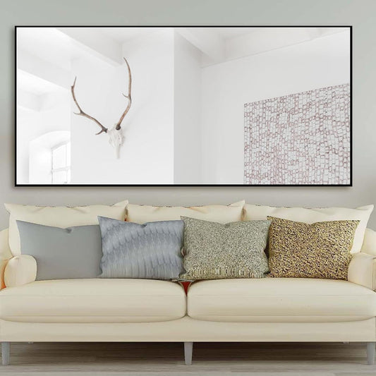 71"X32" Large Full Length Mirror Aluminum Alloy Frame Floor Mirror Wall-Mounted Mirror for Living Room, Bedroom, Hanging or Leaning against Wall, Black (No Stand)-1