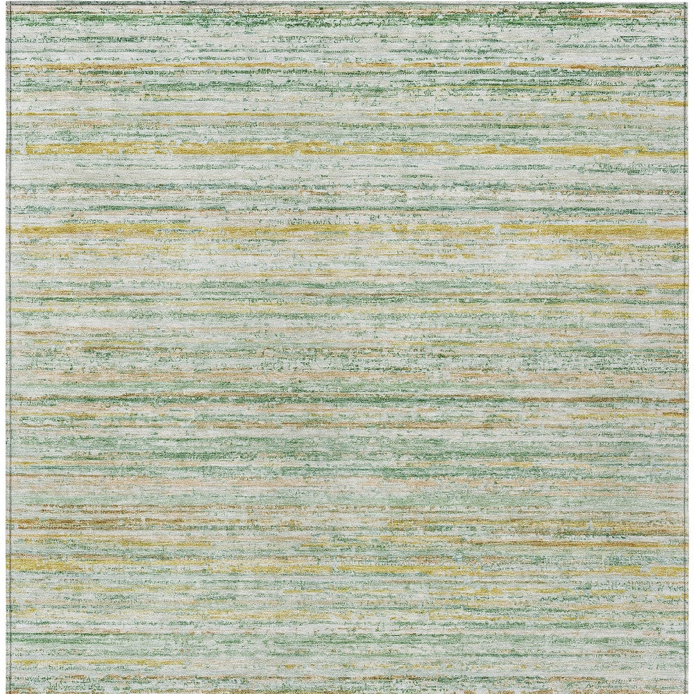 5' X 8' Mint Green Striped Washable Indoor Outdoor Area Rug-6