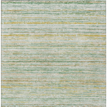 5' X 8' Mint Green Striped Washable Indoor Outdoor Area Rug-6