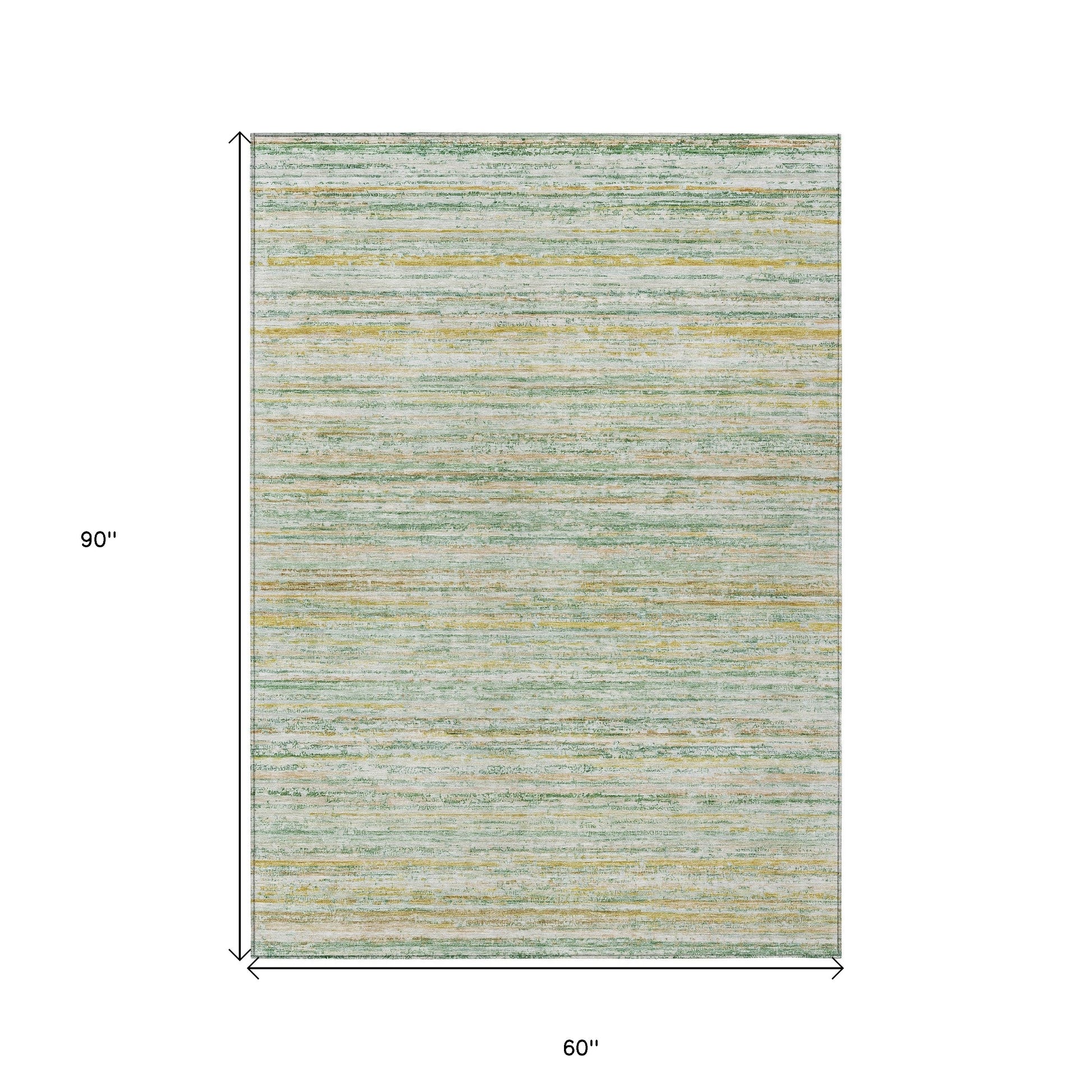 5' X 8' Mint Green Striped Washable Indoor Outdoor Area Rug-2