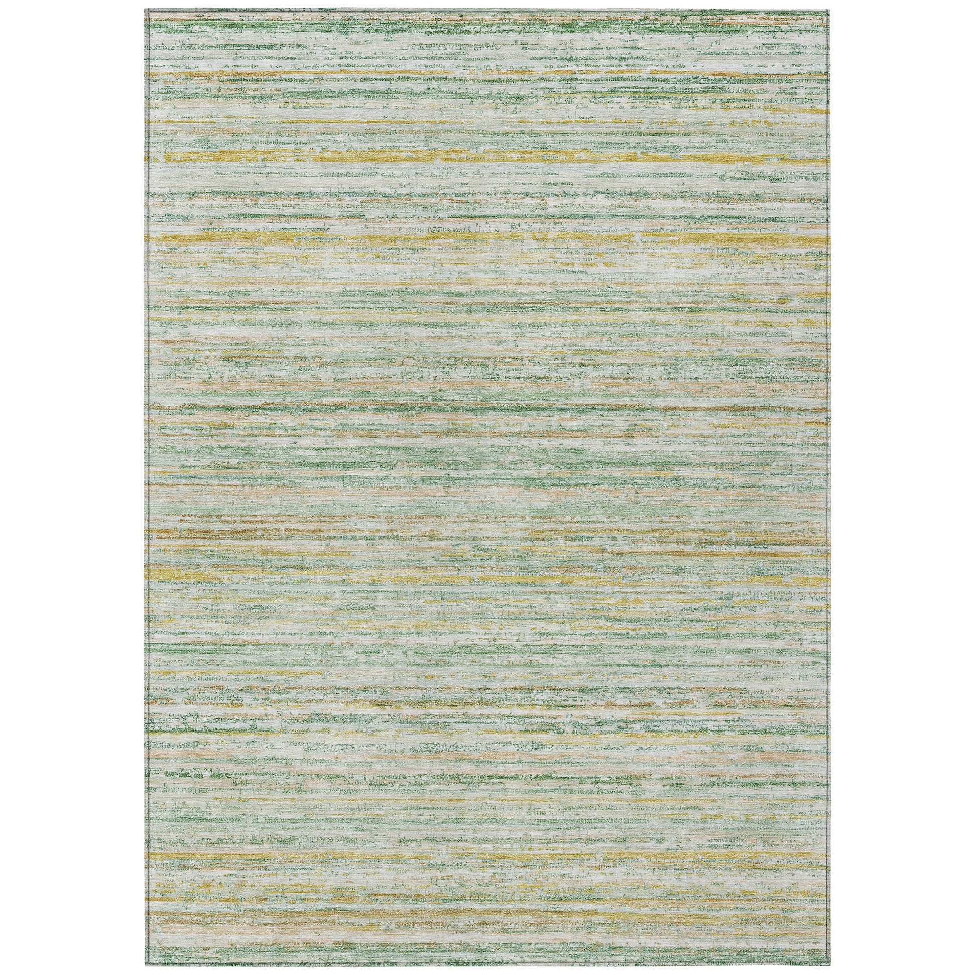 5' X 8' Mint Green Striped Washable Indoor Outdoor Area Rug-1