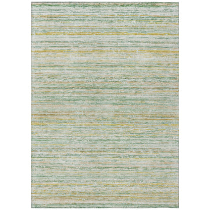 5' X 8' Mint Green Striped Washable Indoor Outdoor Area Rug-1