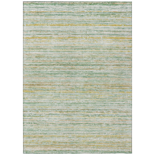 5' X 8' Mint Green Striped Washable Indoor Outdoor Area Rug-1