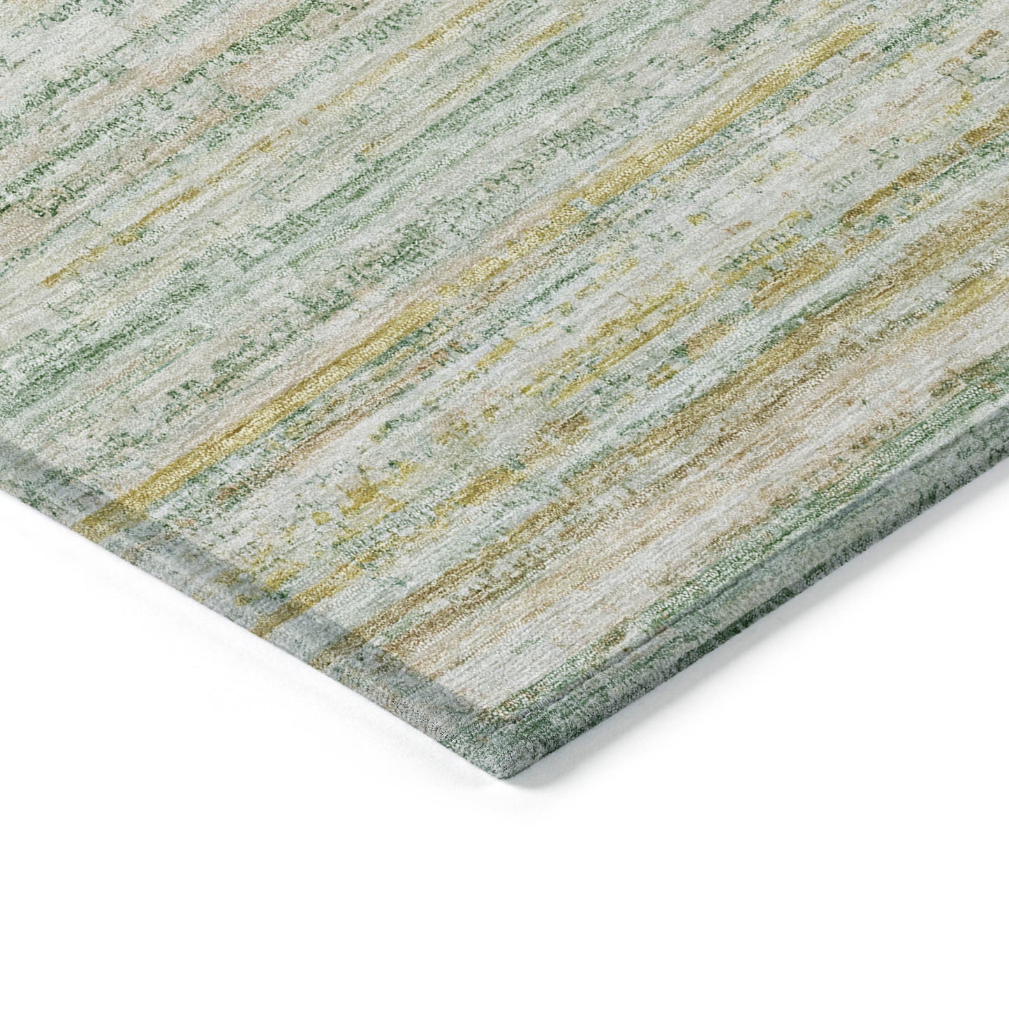 5' X 8' Mint Green Striped Washable Indoor Outdoor Area Rug-4