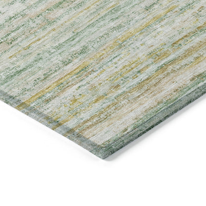 5' X 8' Mint Green Striped Washable Indoor Outdoor Area Rug-4