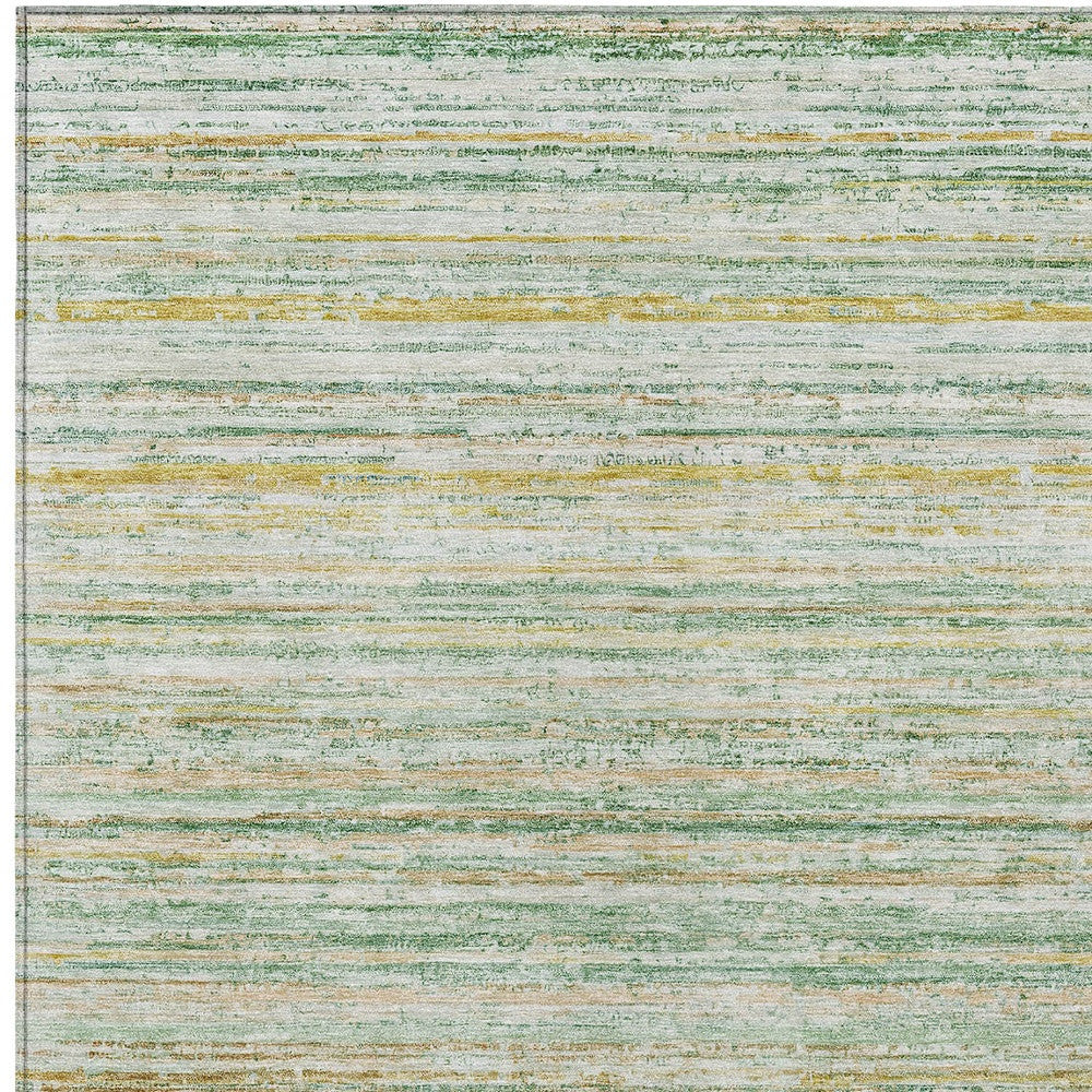 5' X 8' Mint Green Striped Washable Indoor Outdoor Area Rug-5