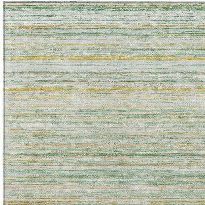 5' X 8' Mint Green Striped Washable Indoor Outdoor Area Rug-5