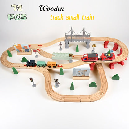 72pcs Wooden Train Set with Electric Train Toy-2
