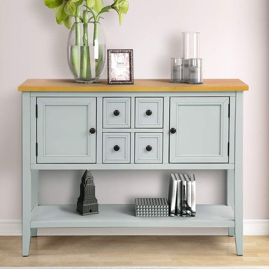 Cambridge Series Sideboard Table with Bottom Shelf, Lime White-0