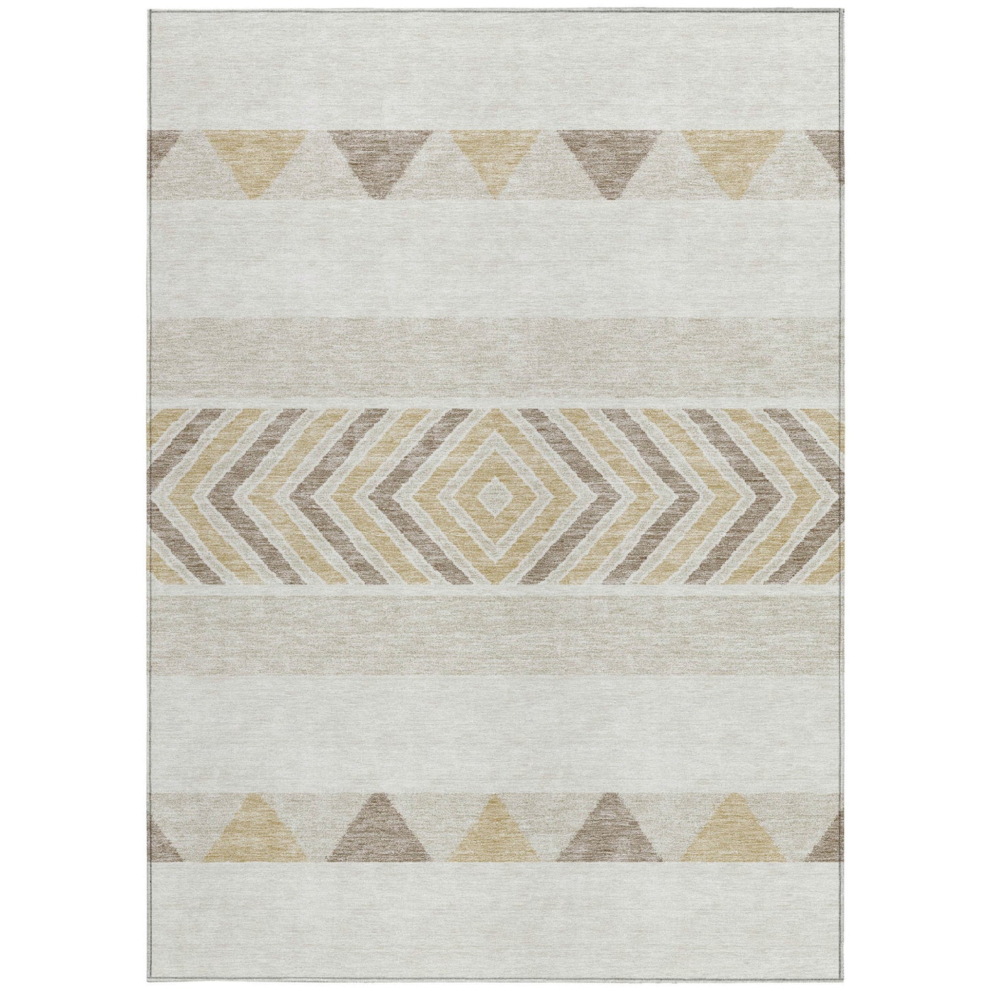 8' X 10' Ivory Beige And Taupe Southwestern Washable Indoor Outdoor Area Rug-5