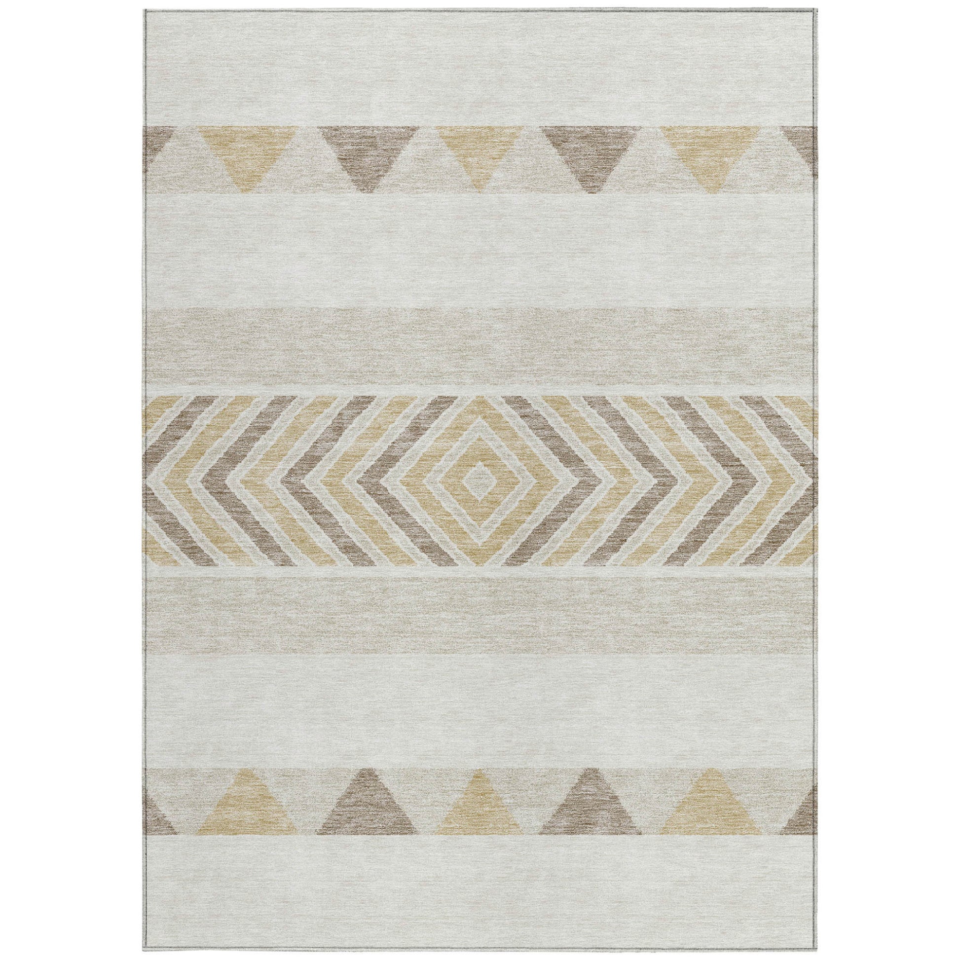 8' X 10' Ivory Beige And Taupe Southwestern Washable Indoor Outdoor Area Rug-5
