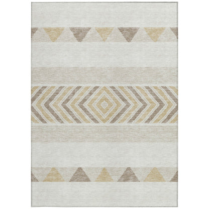 8' X 10' Ivory Beige And Taupe Southwestern Washable Indoor Outdoor Area Rug-5