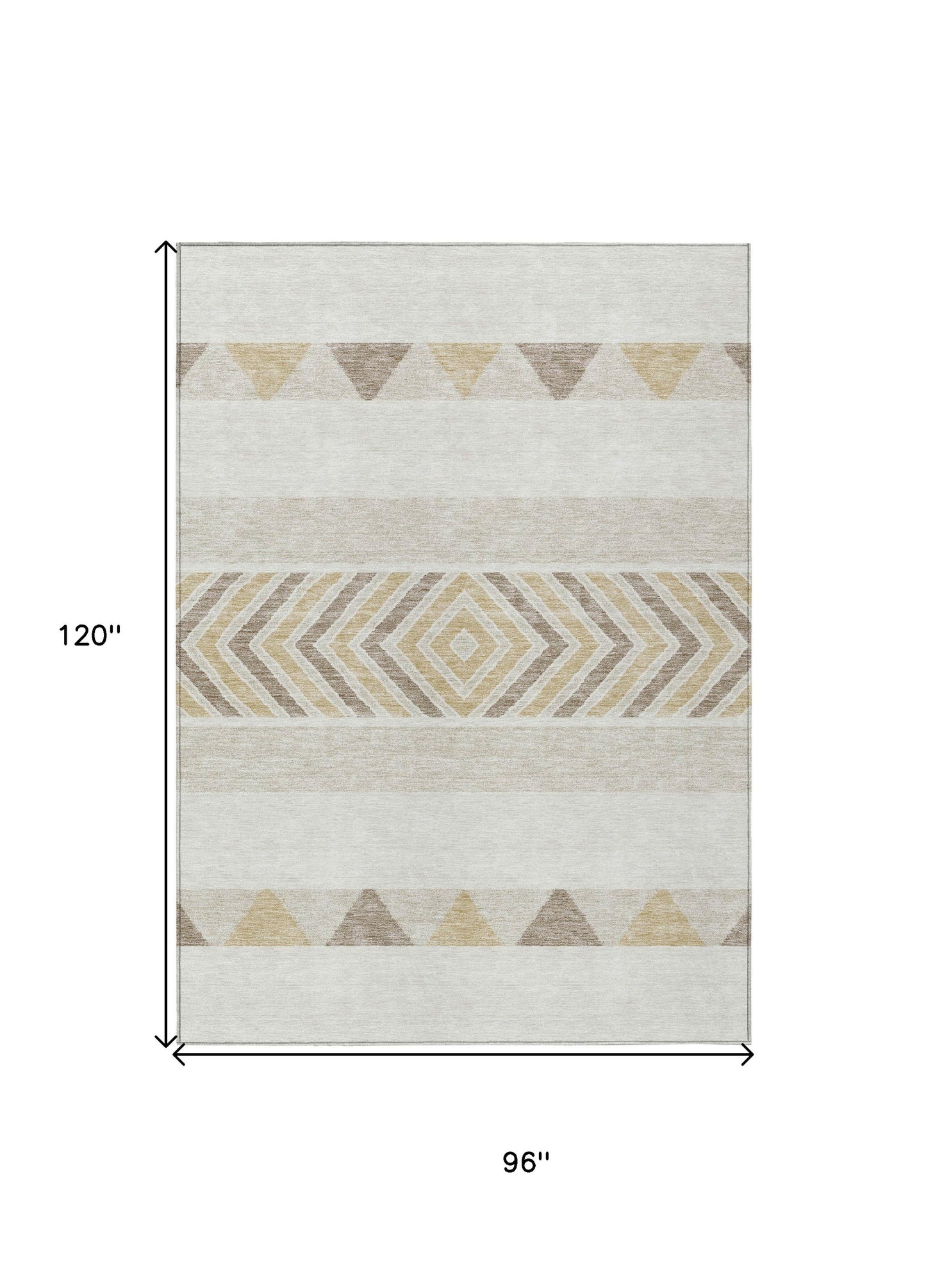 8' X 10' Ivory Beige And Taupe Southwestern Washable Indoor Outdoor Area Rug-2