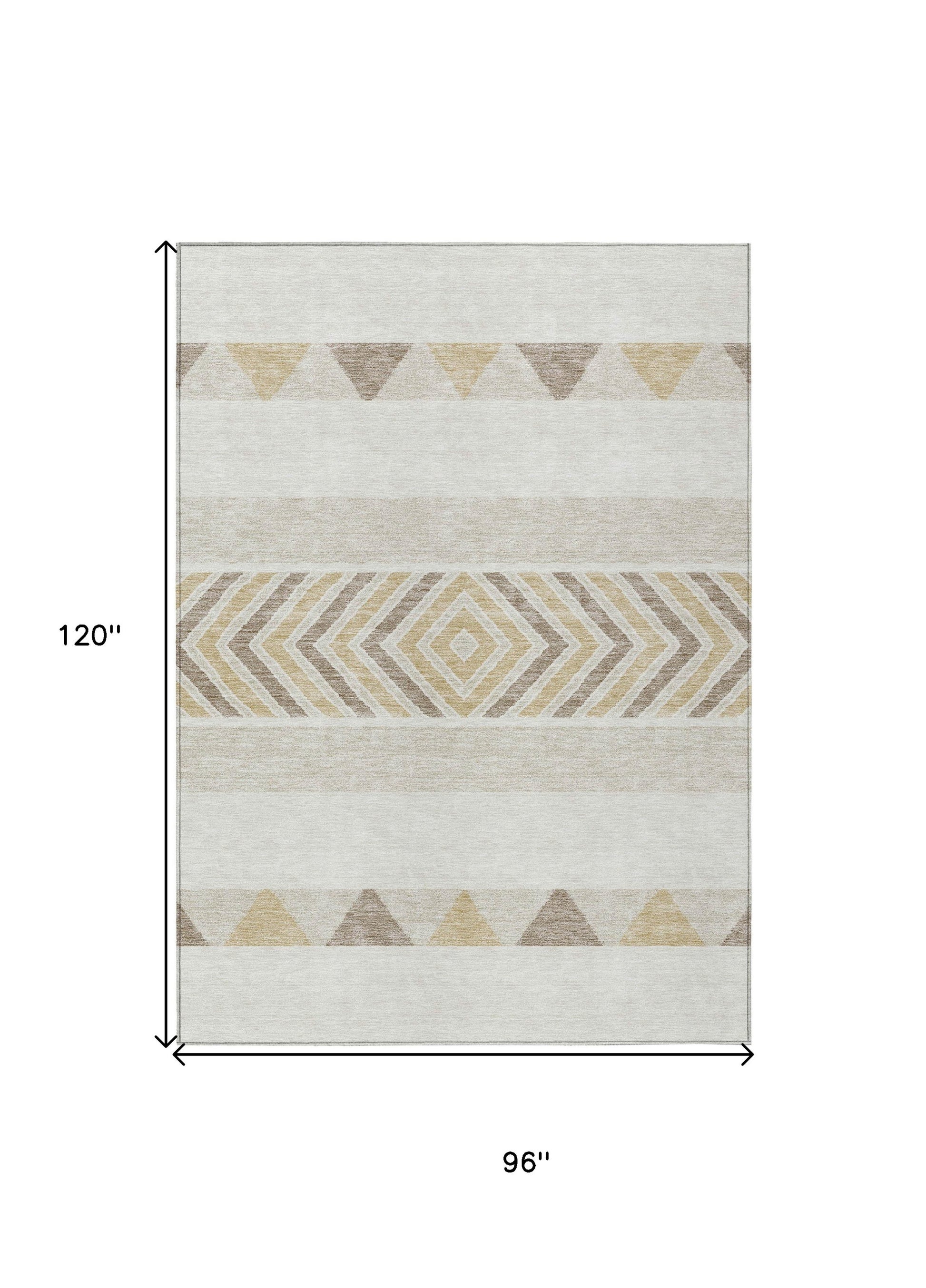 8' X 10' Ivory Beige And Taupe Southwestern Washable Indoor Outdoor Area Rug-2