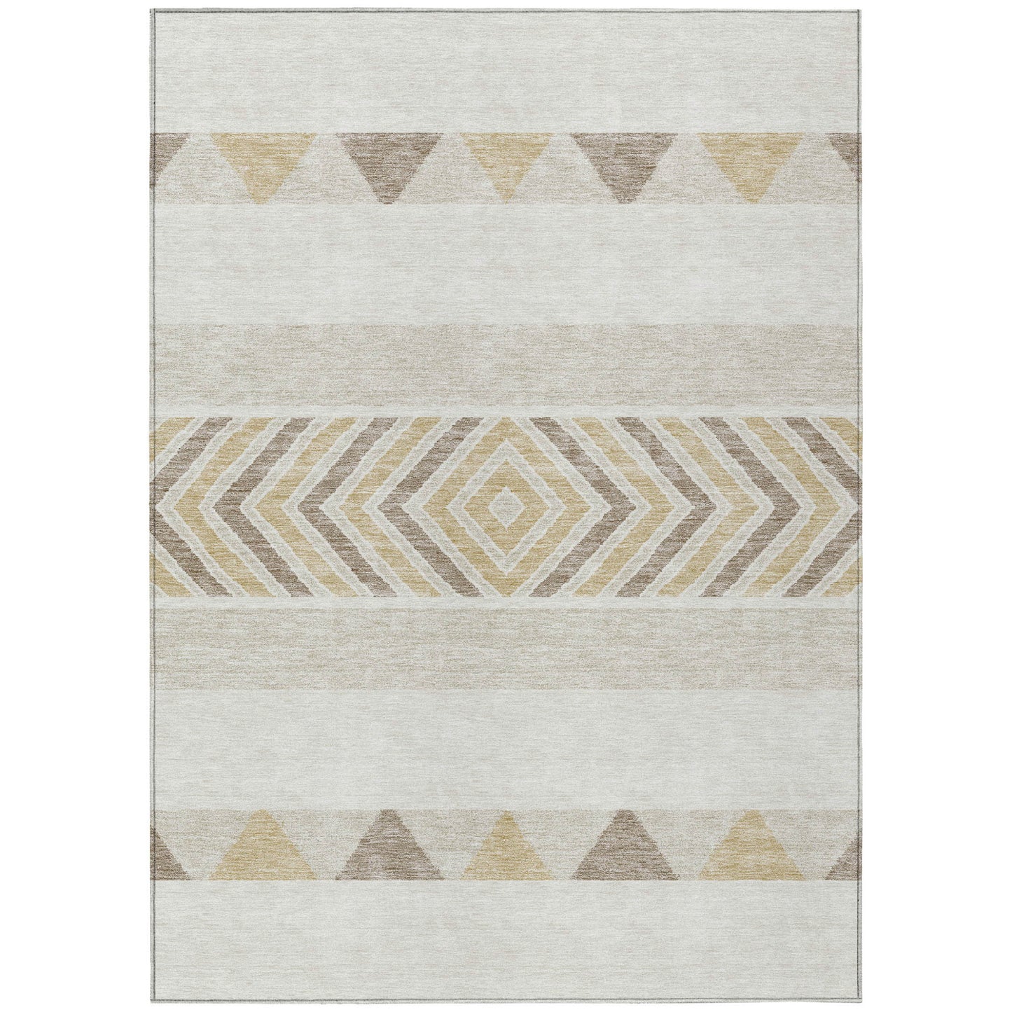 8' X 10' Ivory Beige And Taupe Southwestern Washable Indoor Outdoor Area Rug-1