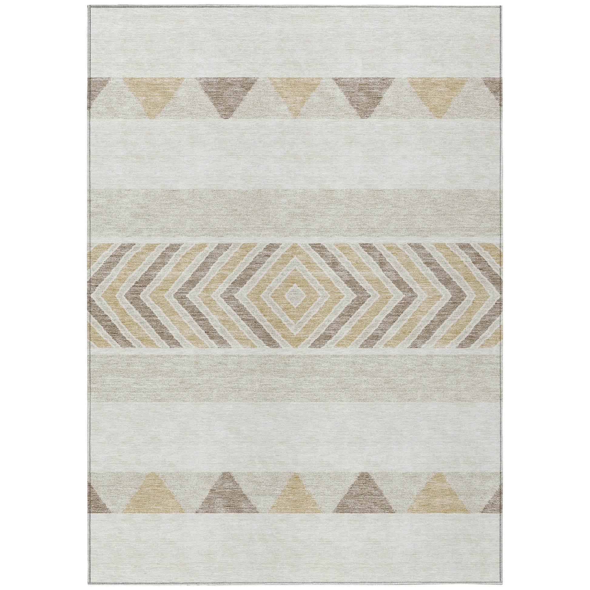 8' X 10' Ivory Beige And Taupe Southwestern Washable Indoor Outdoor Area Rug-1