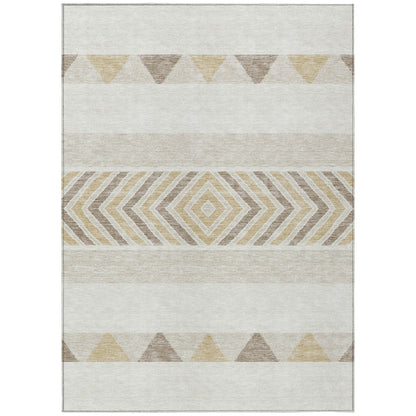 8' X 10' Ivory Beige And Taupe Southwestern Washable Indoor Outdoor Area Rug-1