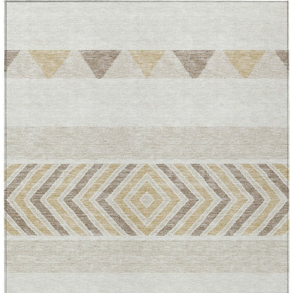 8' X 10' Ivory Beige And Taupe Southwestern Washable Indoor Outdoor Area Rug-4