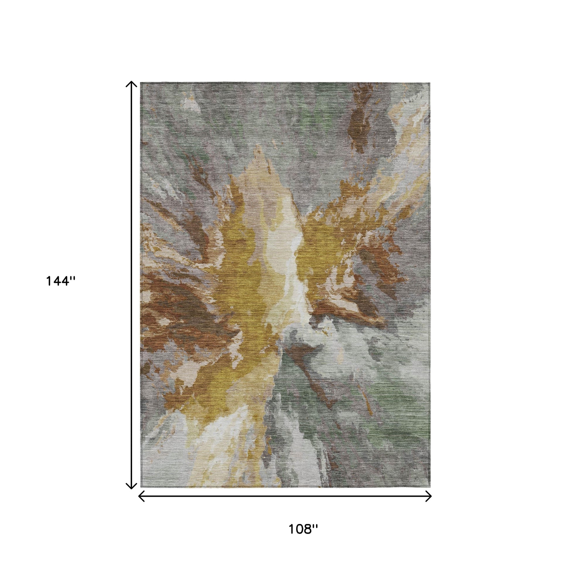 9' X 12' Gold And Gray Abstract Washable Indoor Outdoor Area Rug-2