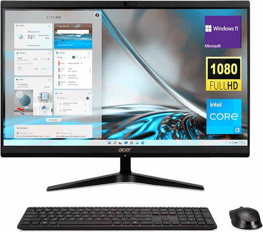 acer Aspire C24 23.8" FHD All in One Desktop Computer, 12th Gen Intel 6-Core i3-1215U Processor, 16GB RAM 1TB SSD, Wi-Fi 6, Wireless Keyboard and Mouse,Windows 11 Home, Black