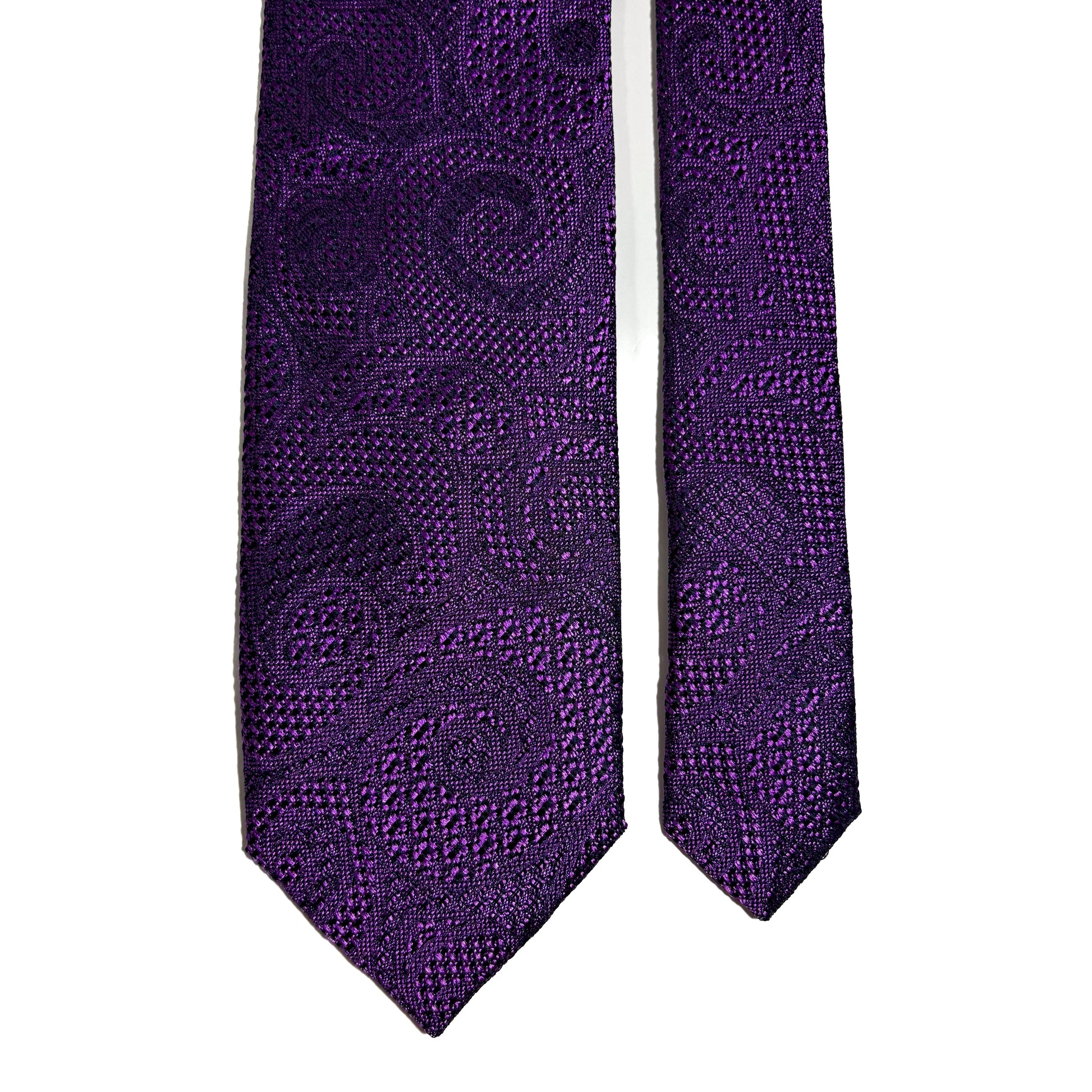 PHOENIX Vibrant Purple Paisley Silk Grenadine Jacquard Tie-2
