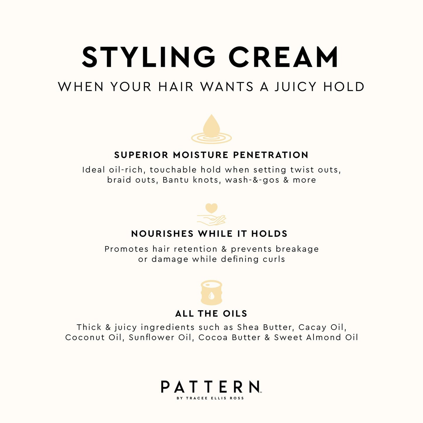 PATTERN Beauty by Tracee Ellis Ross Styling Cream - Hold & Definition for Curly Hair 3b-4c, 25 fl oz