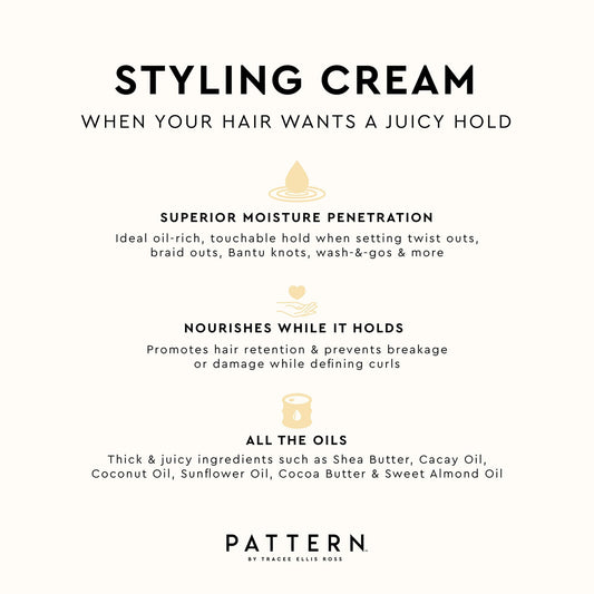 PATTERN Beauty by Tracee Ellis Ross Styling Cream - Hold & Definition for Curly Hair 3b-4c, 25 fl oz