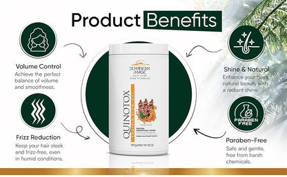 Dominican Magic Quinotox Protein Smoothing Cream, Quinoa Hair Botox, Keratin, Volume and Frizz Control, All Hair Types