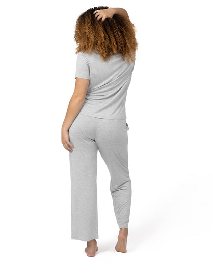 Kindred Bravely Tulip Hem Short Sleeve Maternity & Nursing Pajama Set | Amazon Exclusive Women’s Nursing Pajamas (Grey Heather, Large)